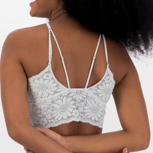Aerie Textured Lace Padded Longline Bralette in Creamy White Size XL - Picture 2 of 11
